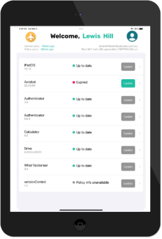 ipad with efb element application on it
